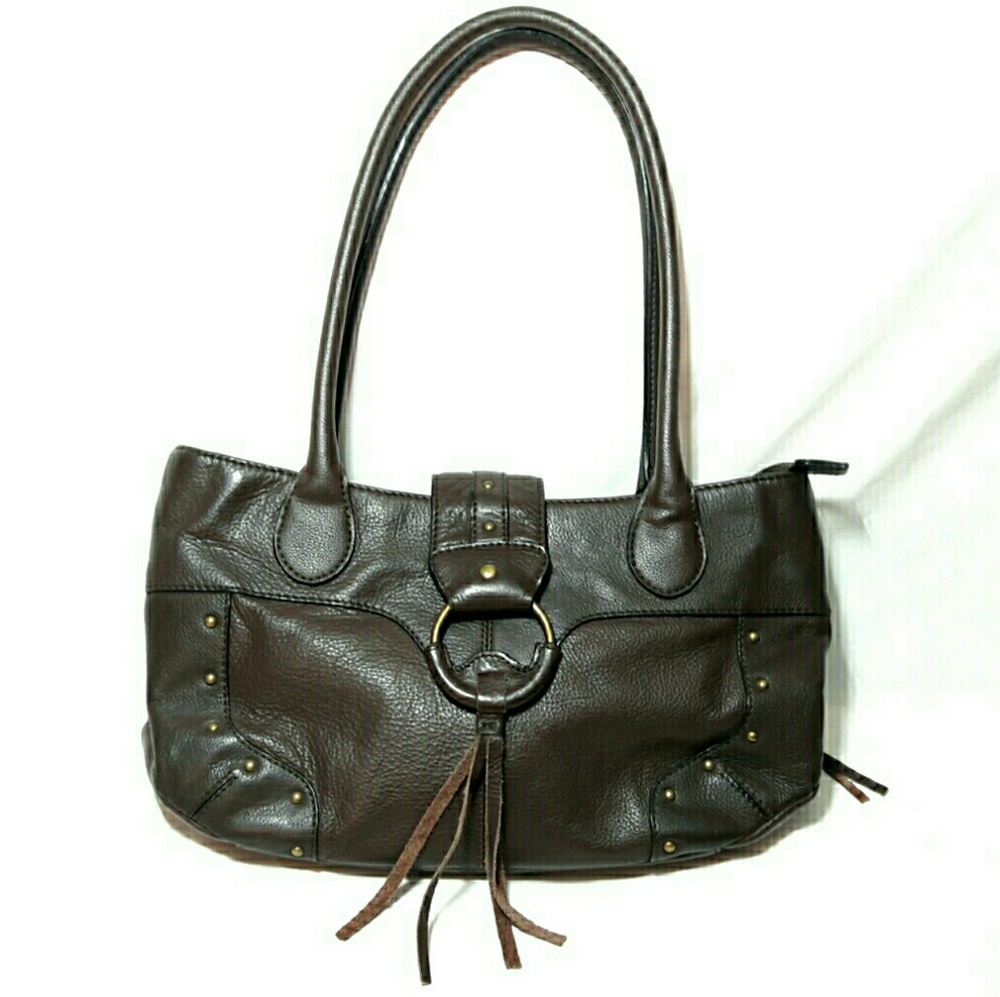 Brown Pebbled Leather Shoulder Bag